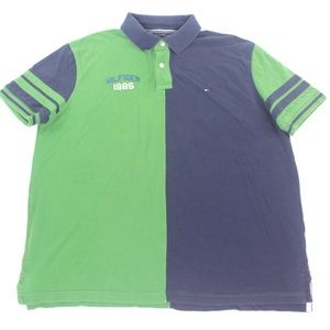 Tommy Hilfiger Spellout Color Block Polo Shirt LG